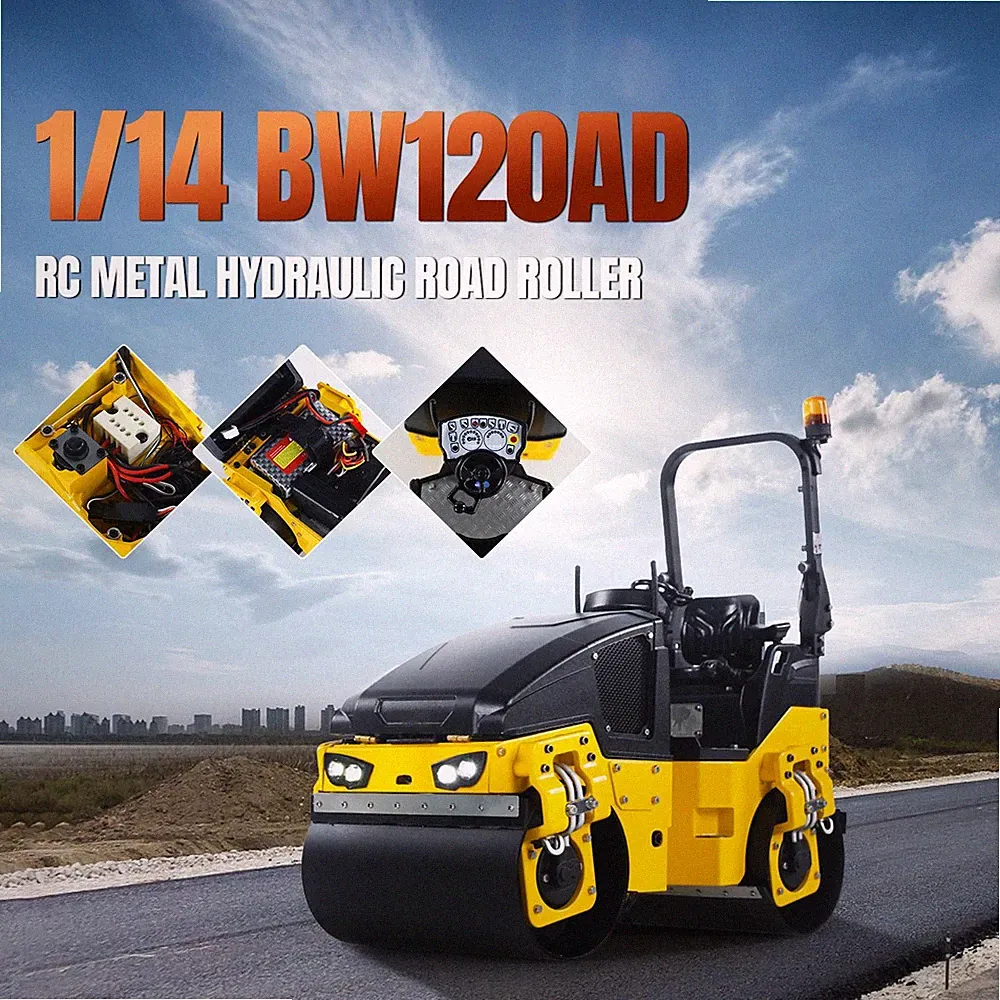 1/14 Metall RC Road Roller BW120AD RTR Baufahrzeug Auto ST8 Radio Batterie Licht