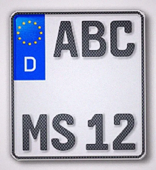 1 CARBON Motorrad Kennzeichen | 180 x 200 mm | OFFIZIELLES Nummernschild