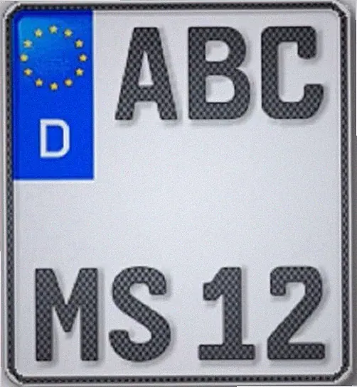 1 CARBON Motorrad Kennzeichen | 180 x 200 mm | OFFIZIELLES Nummernschild