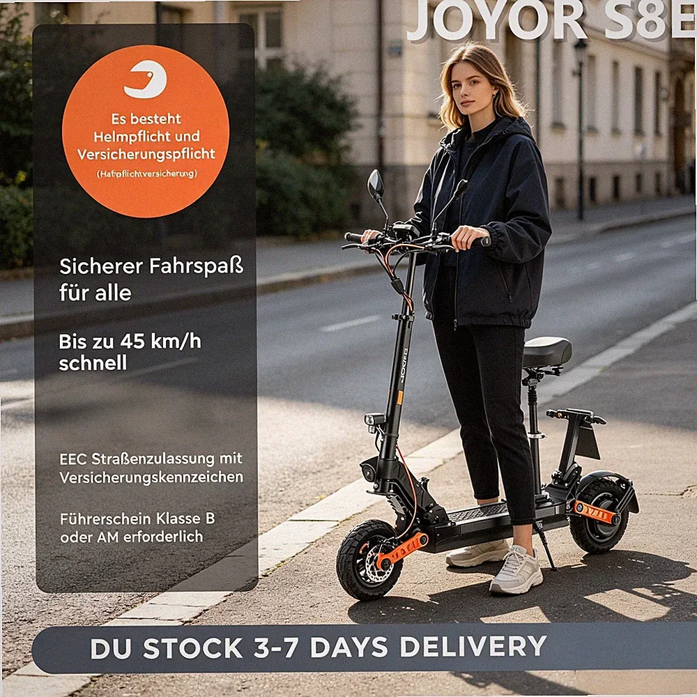 10" Verstellbarer Sitz 500W 26AH Faltbarer E-Scooter DE JOYOR S8-E Elektroroller
