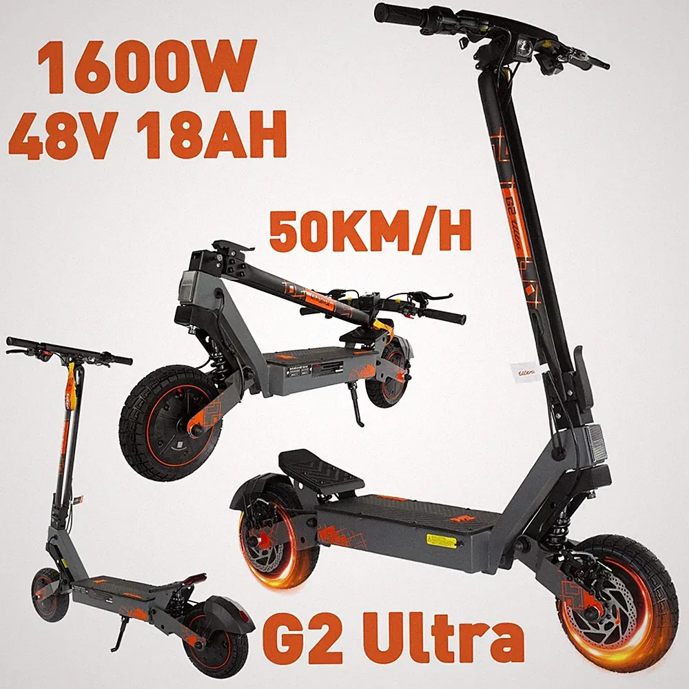 10 Zoll Elektroroller 48V 18Ah E-Scooter Zwei Motoren 2*800W 50km/h Vollfederung