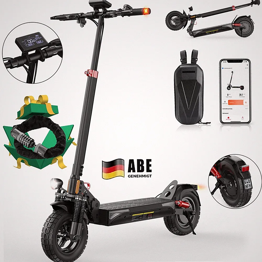 10 Zoll Elektroroller Off-road E-Scooter APP Mit Straßenzulassung Bis 70KM 150KG