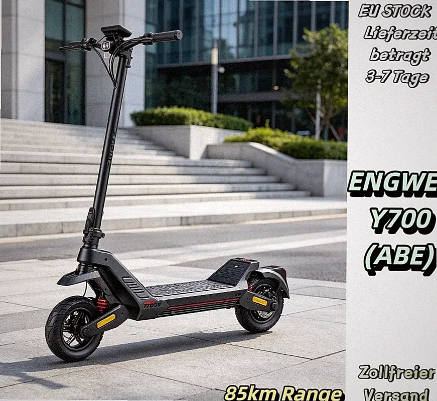 10 Zoll mit Straßenzulassung 1200W Klappbar E-Scooter Engwe Y700 Elektroroller