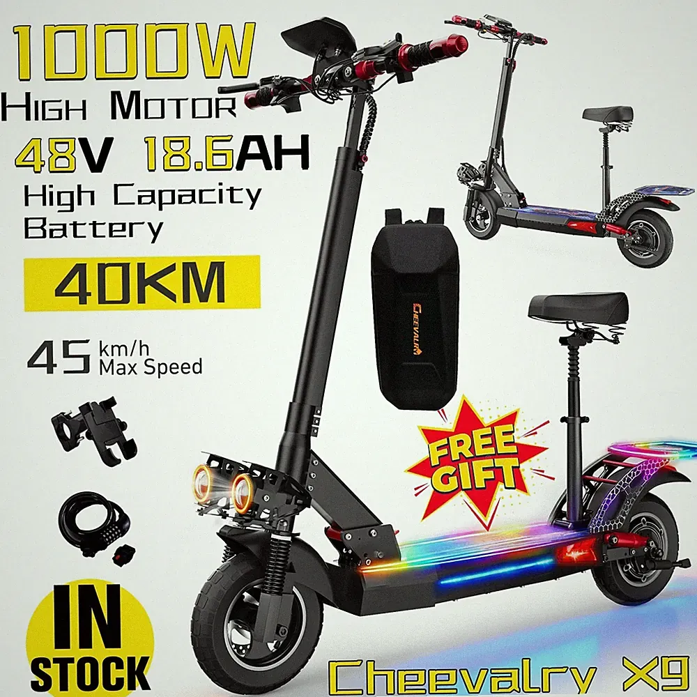 1000W Elektroroller 48V 18.6AH 10 Zoll Klappbar Off-Road E-Scooter W/NFC 45KM/H