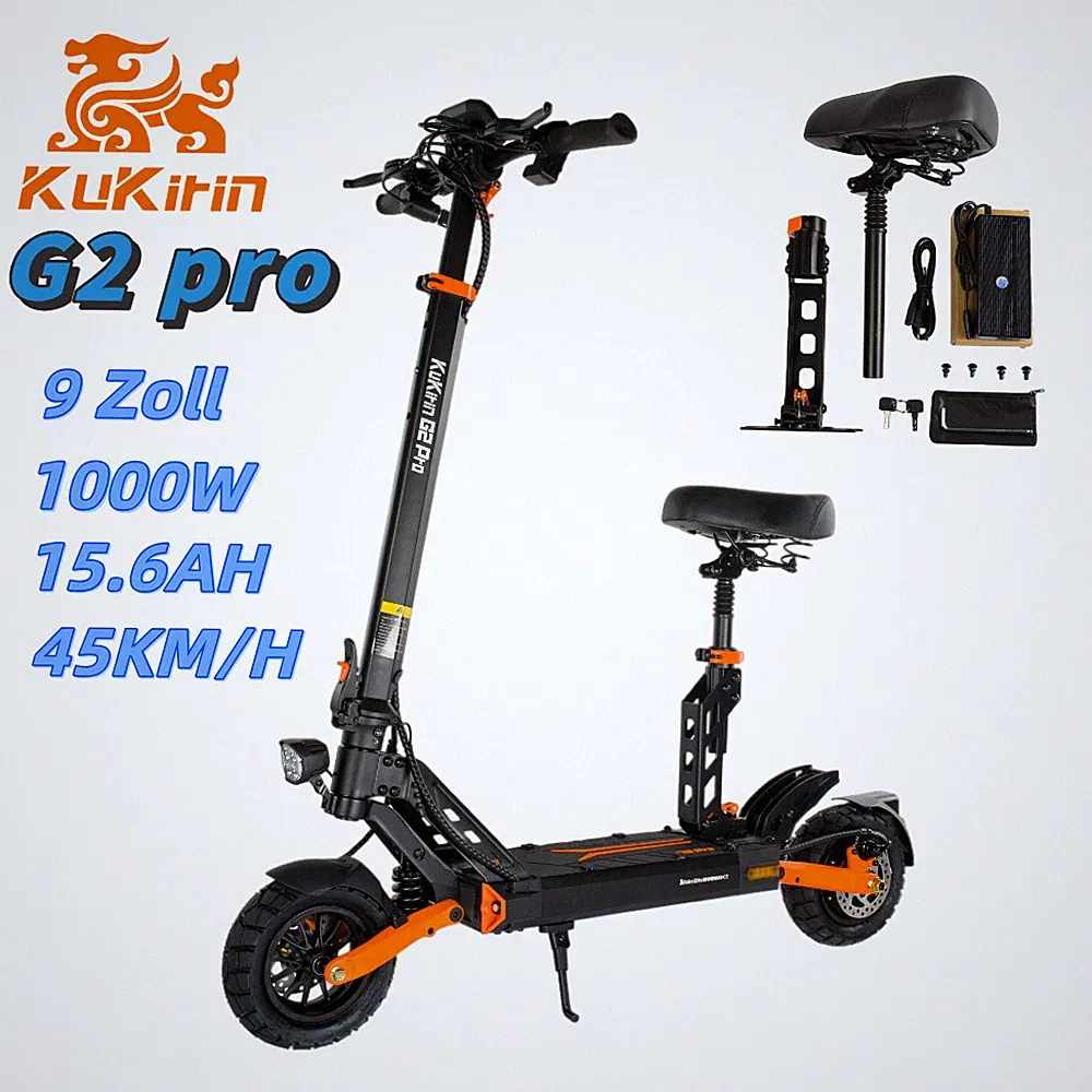 1000W Elektroroller 9" Off-road Elektro-Scooter 15.6Ah 45km/h E Roller Mit Sitz