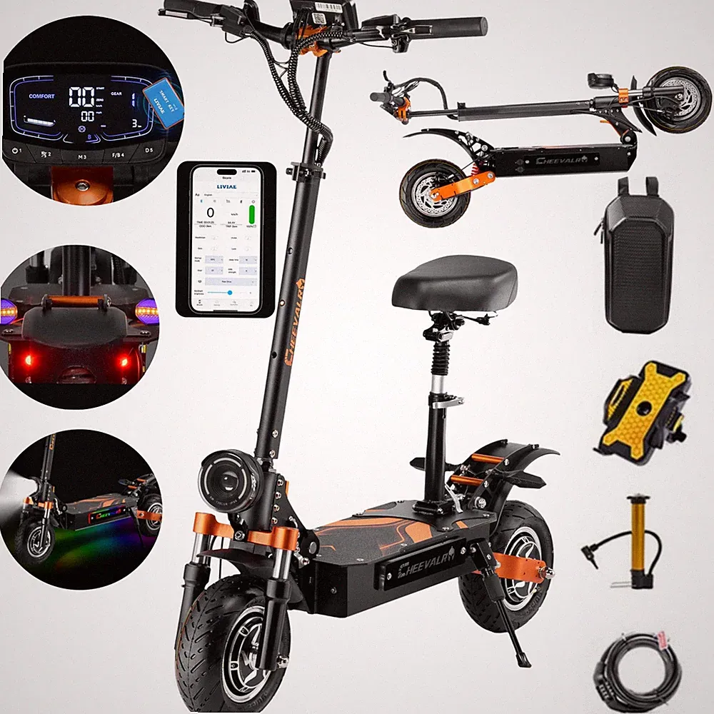 10Zoll Klappbar Elektroroller 52V 36Ah Offroad E-Scooter 130KM 70KM/H NFC APP