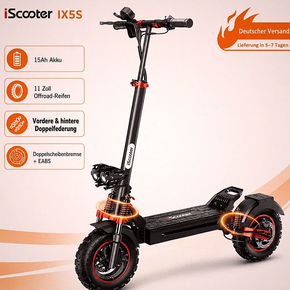 11 Zoll Elektroroller 1000W 48V 15AH Offroad Klappbarer E-Scooter 150KG Bis 60KM