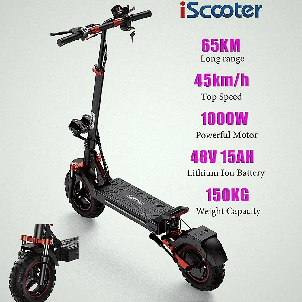 11 Zoll Elektroroller 1000W iScooter iX5S Offroad 48V Klappbar E-Scooter 150kg