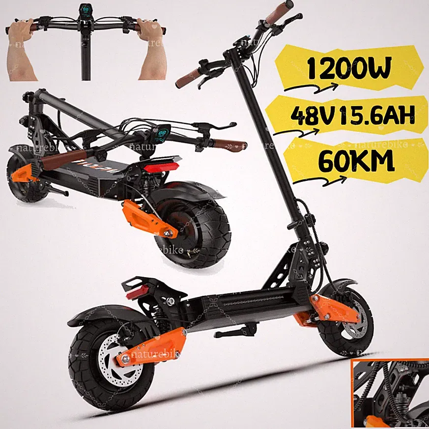 11Zoll Elektroroller 1200W 48V15,6Ah Offroad E-Scooter Faltbares Geländefahrzeug