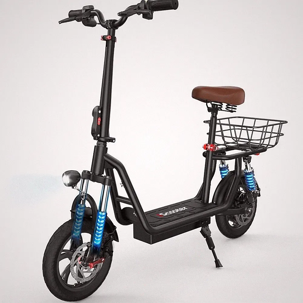12 Zoll Elektro-Scooter iScooter i12 Vollfederung Elektroroller 500W 25km/h korb