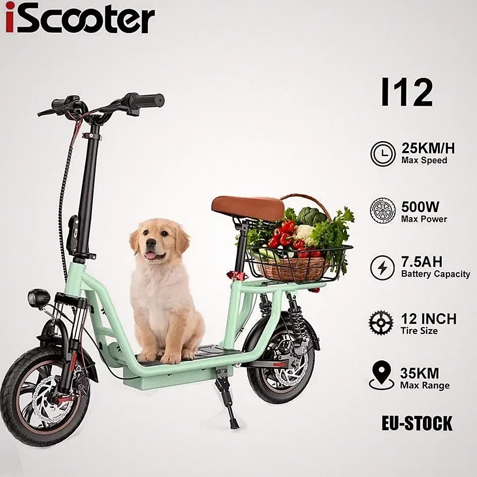 12 Zoll Elektro-Scooter Vollfederung E Roller Klappbar 500W 25km/h E-Scooter