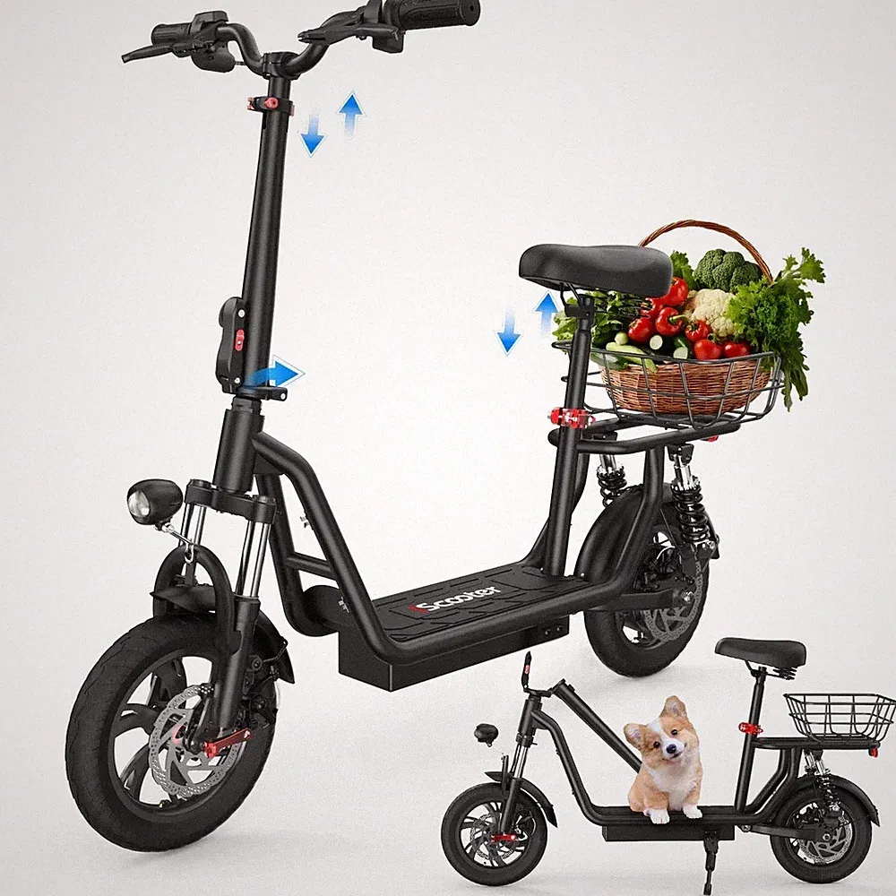 12 Zoll Elektroroller 500vv Vollfederung E-Scooter mit Korb 120KG 25kmh E-Bike