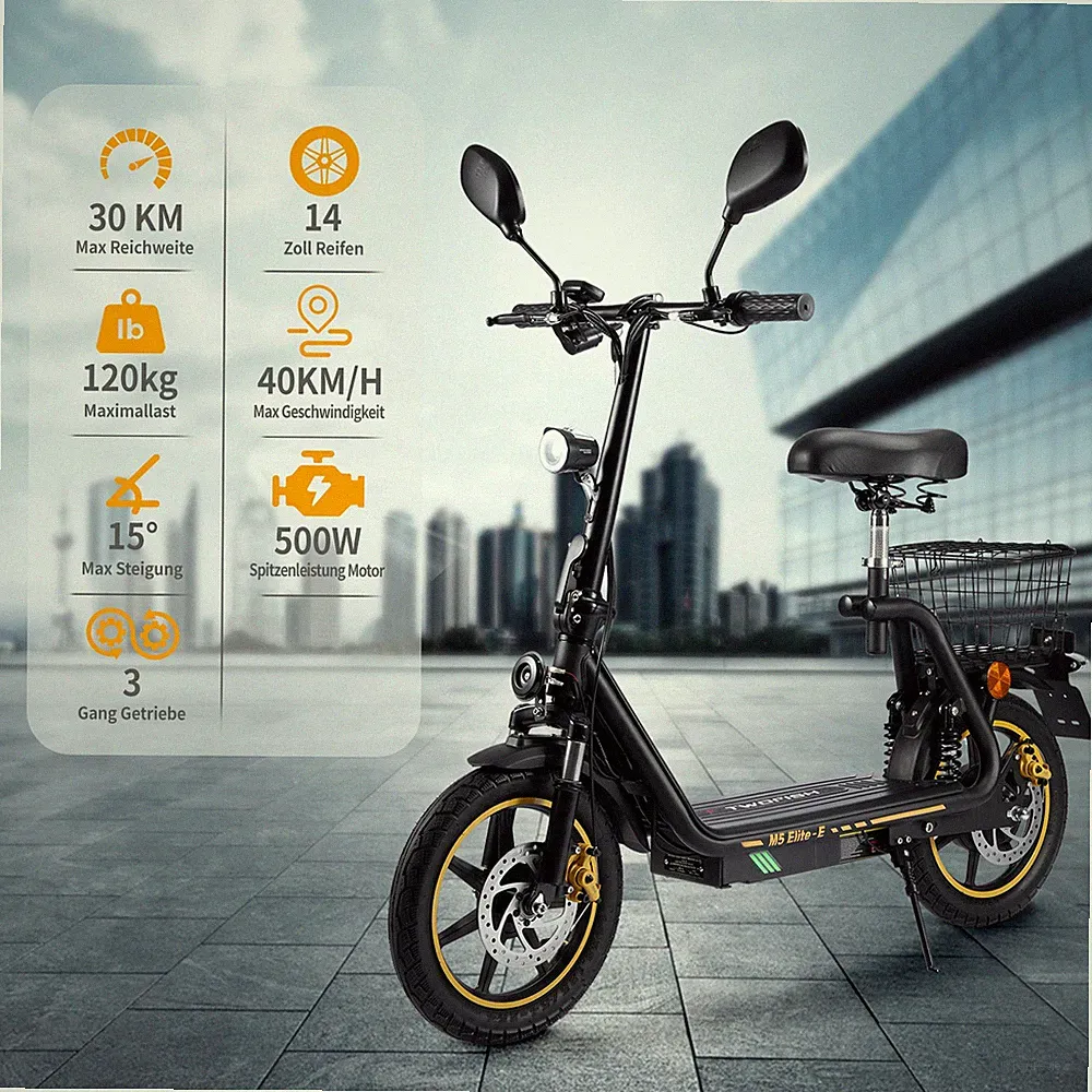 14 Zoll Elektro-Roller Mit Sitz TWOFISH Elektroroller Mit Straßenzulassung 48V