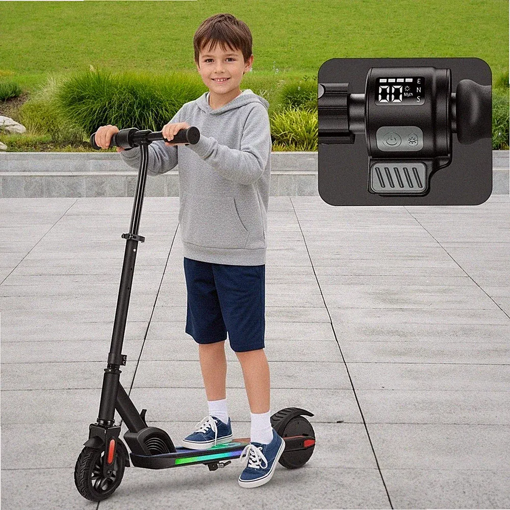 150W Elektroroller Kinder ab 6 Jahre, E-Scooter klappbar, LCD-Display, Blau