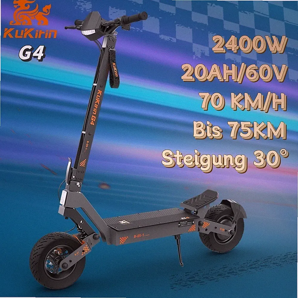 2400W Elektro-Scooter Vollfederung 11Zoll E-Scooter 20AH 70km/h Klappbar Offroad