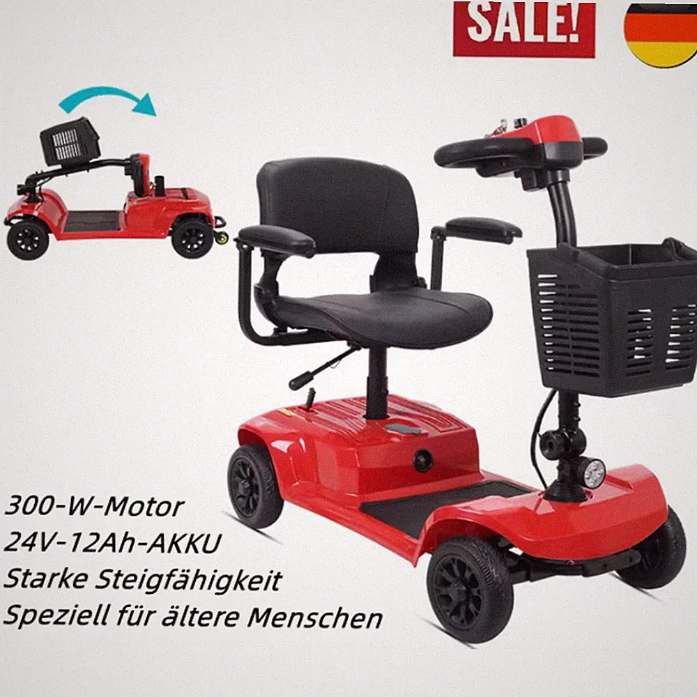 24V 12AH Faltbarer Elektroroller, 4 Räder, 250 W, , 190 kg, verstellbarer Sitz