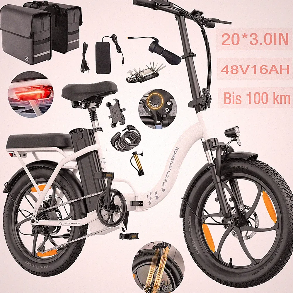 250W WITAMBIKE C16 Klappbarer Elektroroller 48V 16Ah 20Zoll Coummuter bike 120km
