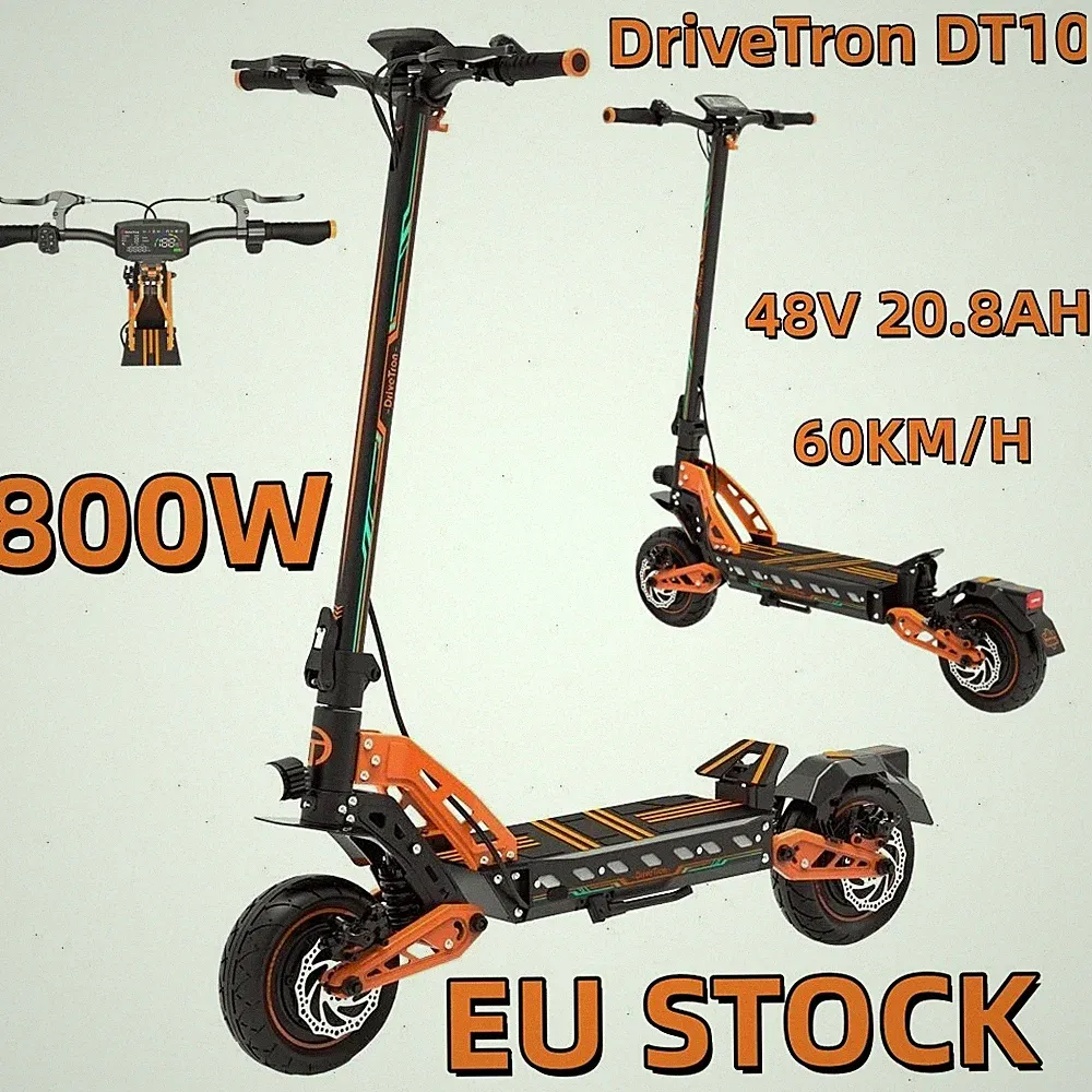 2800W DriveTron DT10 Elektroroller 48V20.8Ah 10" Klappbar E-Scooter 60km/h 75KM