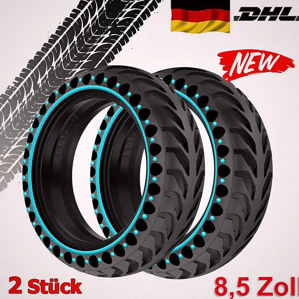 2x 8,5 Zoll Elektroroller Vollgummireifen Pannensicherer E-Scooter Ersatz Reifen