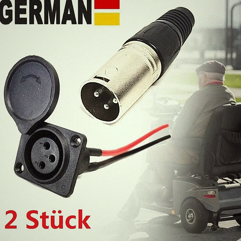 3-Poliger Stecker 3 Polig Batterie Ladeanschluss Elektroroller Elektrorollstuhl