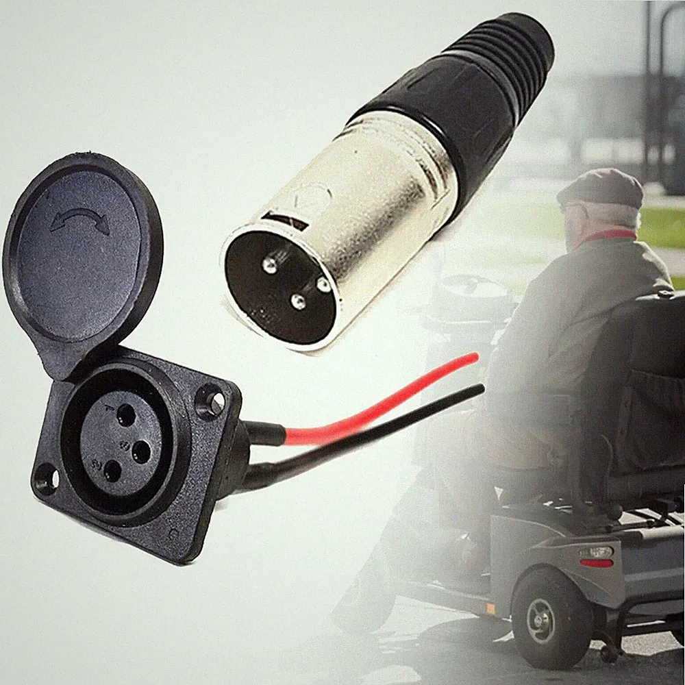 3-Poliger Stecker 3 Polig Batterie Ladeanschluss Elektroroller Elektrorollstuhl