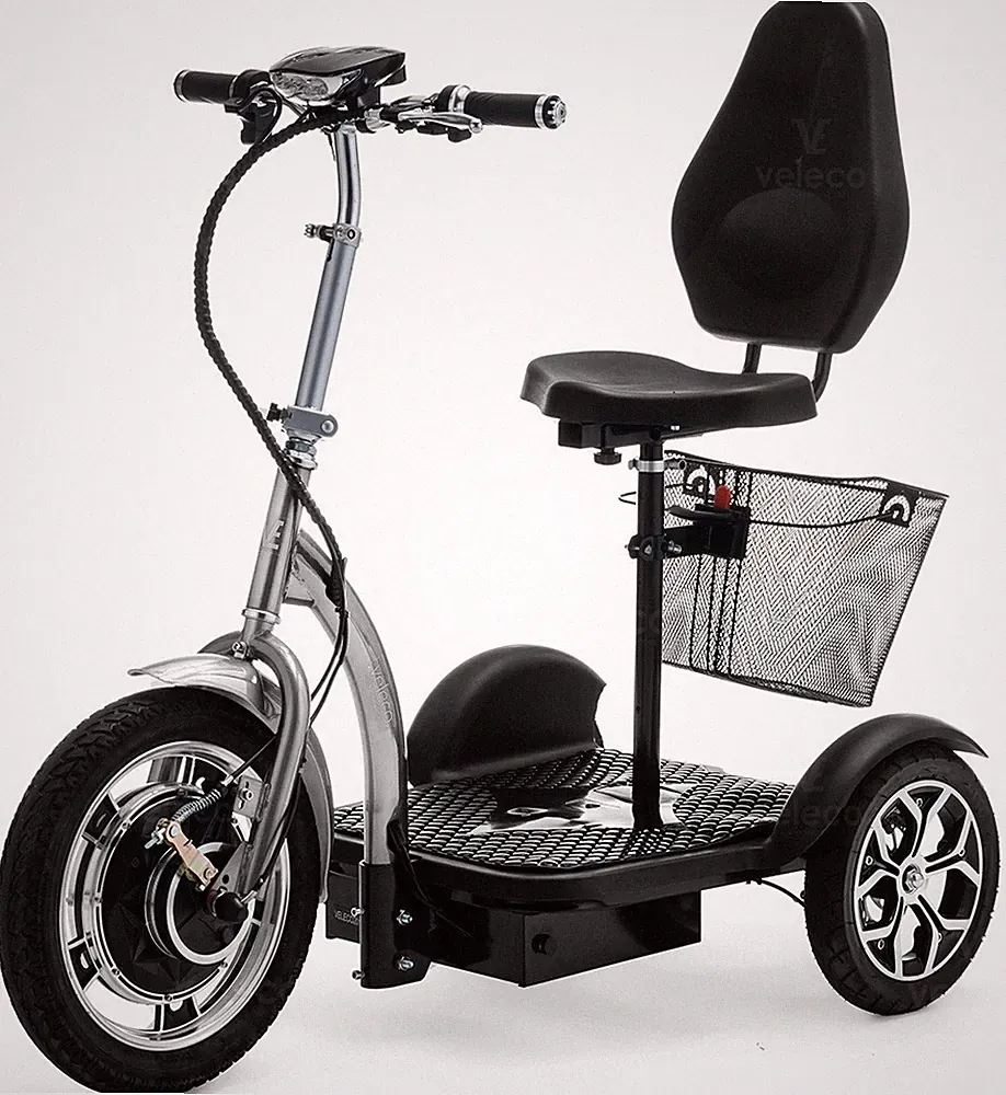 3 Rad Elektromobilität Roller Seniorenmobil Dreirad mit korb Silber VELECO ZT16