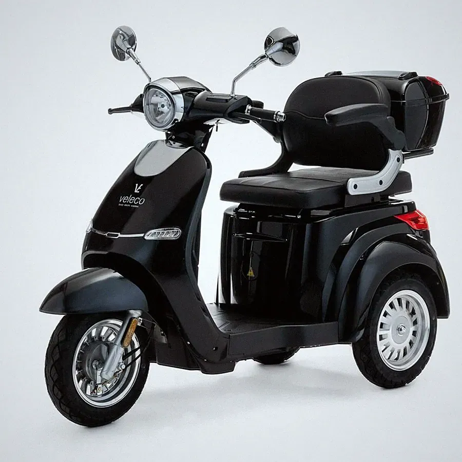 3-rädriger ELEKTROMOBIL 1000 W VELECO CRISTAL SCHWARZ
