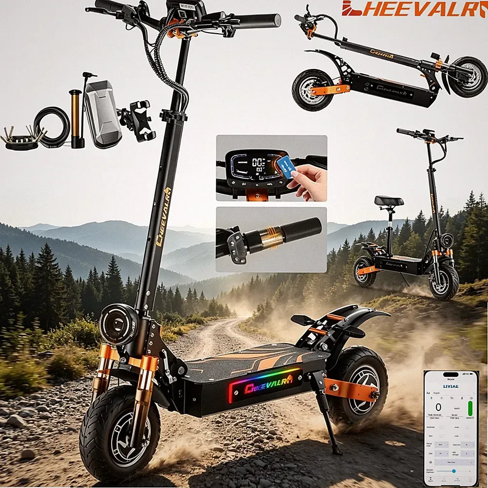 3200W Dual Motor Elektroroller 10Zoll 52V36AH Off-road Faltbar E-Scooter NFC+APP