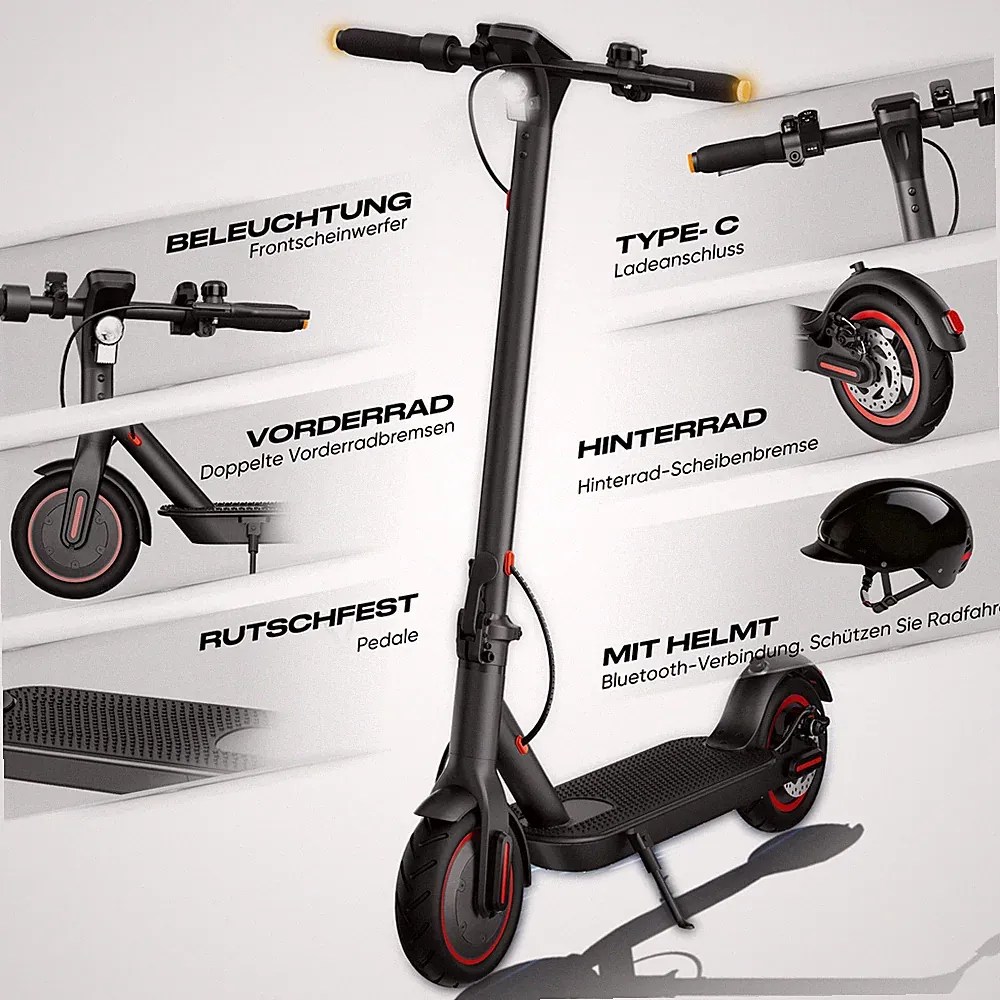 350W E-Scooter Faltbar 7.8AH 32KM Elektroroller Helm USB-C-Aufladen Nein ABE