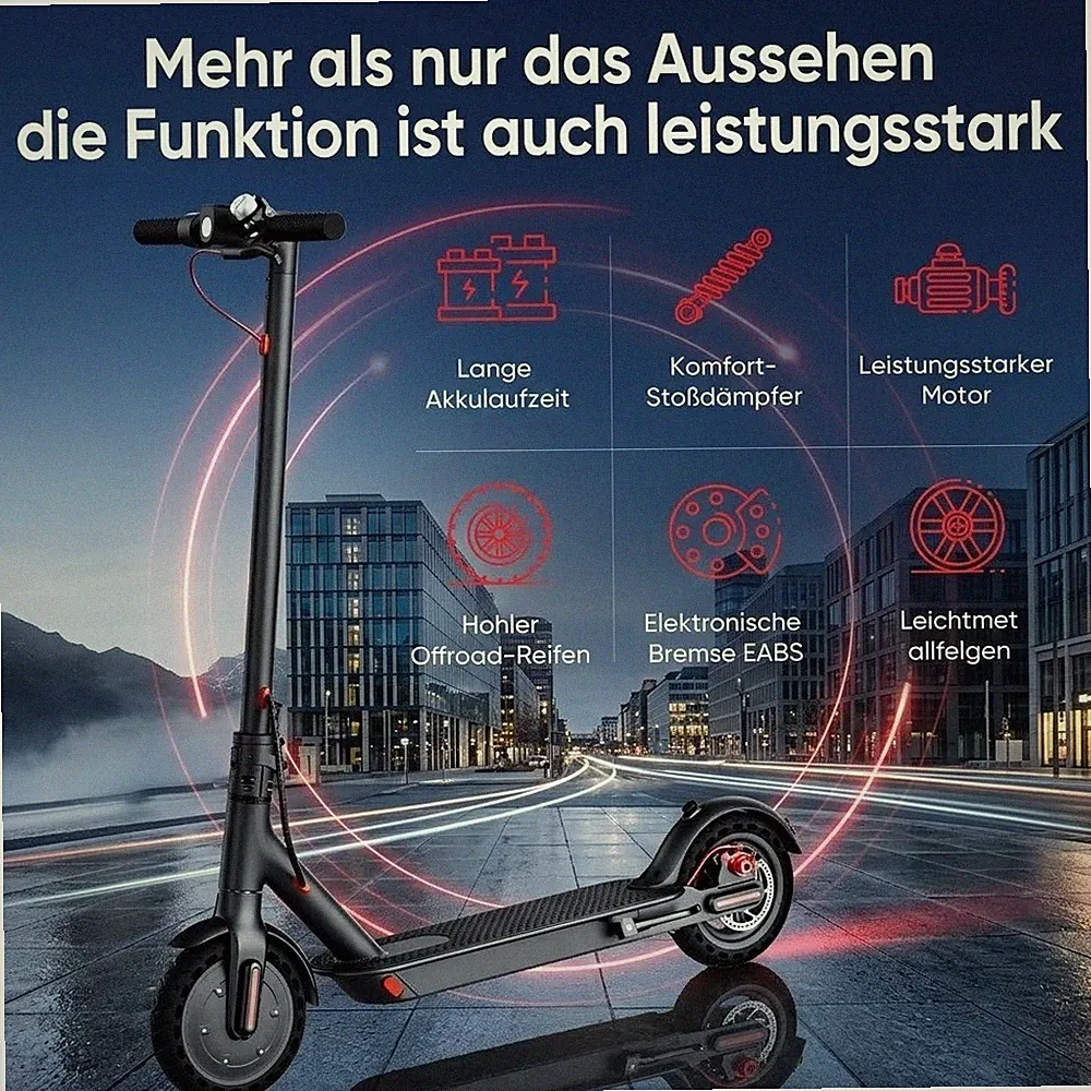350W Elektroroller 8.5" 10.8AH NEU E-Scooter Faltbar 30KM 20KM/h APP Nine ABE DE