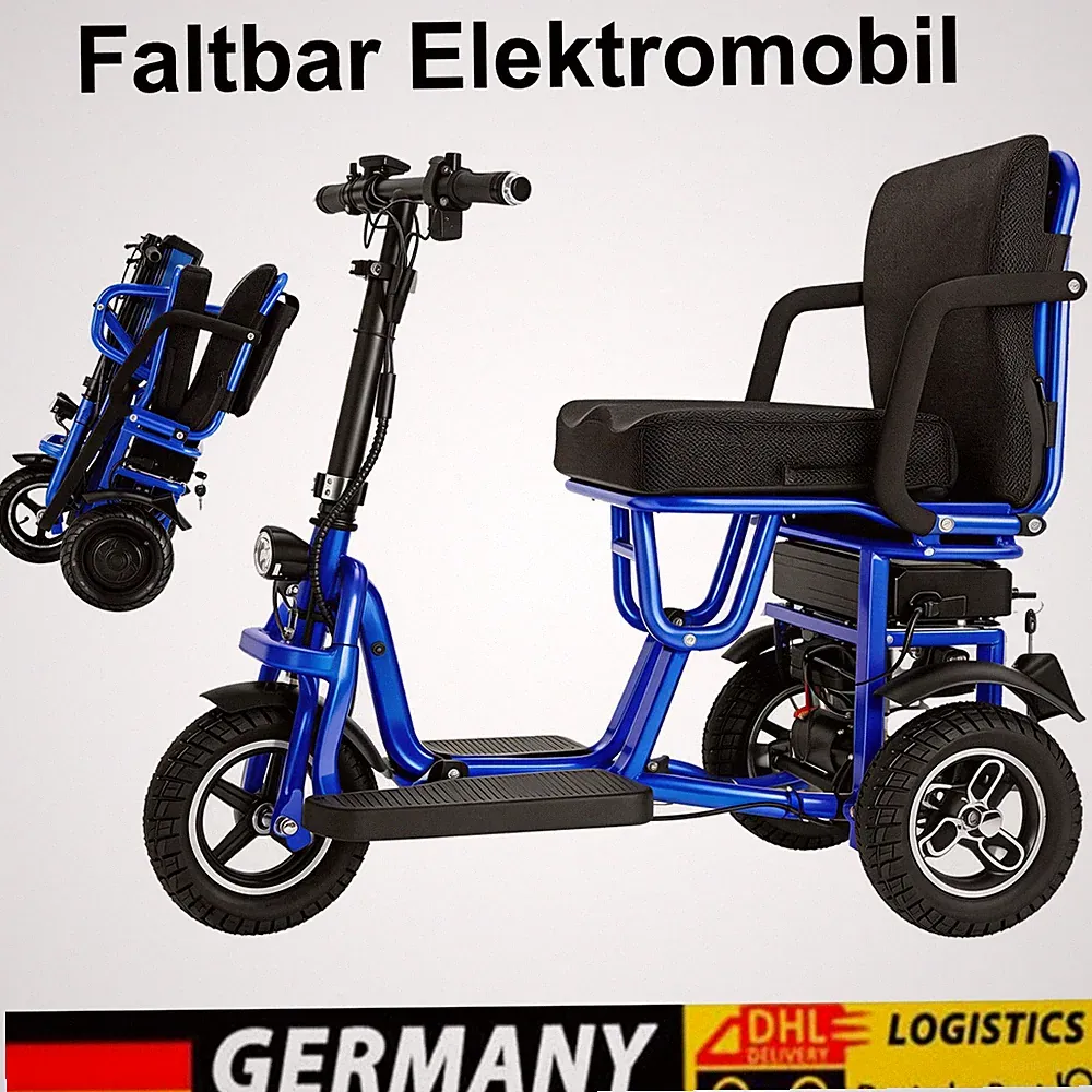 350W Faltbar 3-Rad Mobilitäts Roller Senioren Elektromobil 32km 48V/10Ah 6 km/h