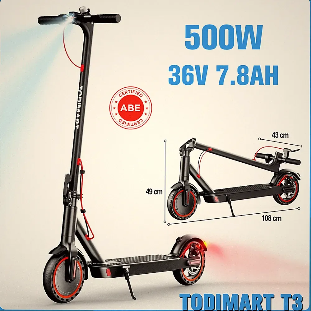 350W TODIMART T3 8.5'' Elektroroller 36V 7.8Ah E-Scooter Klappbar mit APP 30KM