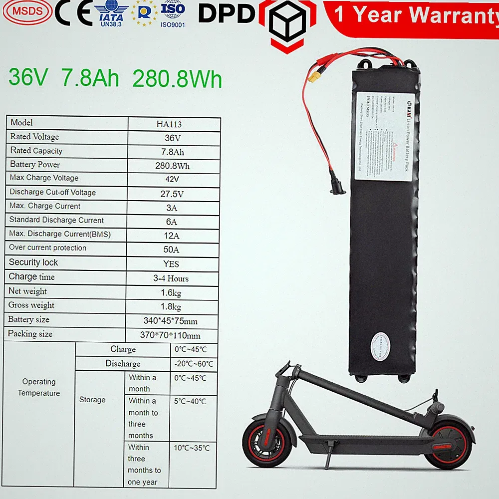 36v 7.8ah 18650 Li-Ionen-Akku Wiederaufladbare 10s3p 500w Elektroroller Fahrrad