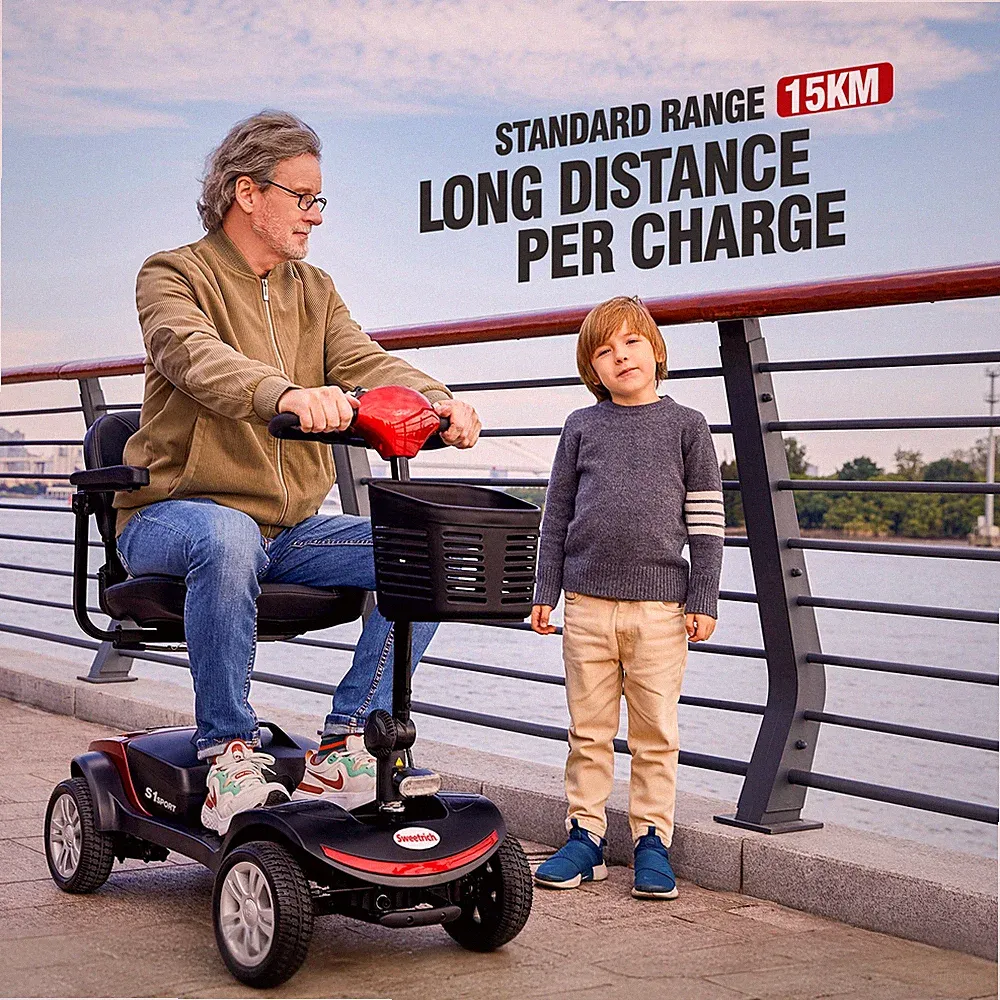 4-Rad Mobilitätsroller Senioren Klappbar Elektro Roller 250W Motor 20KM Range