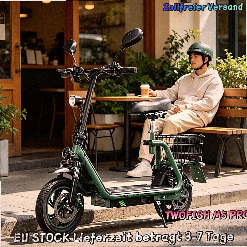 48V 13AH Mit Straßenzulassung 12" Elektroroller mit Sitz TWOFISH M5PRO E-Scooter