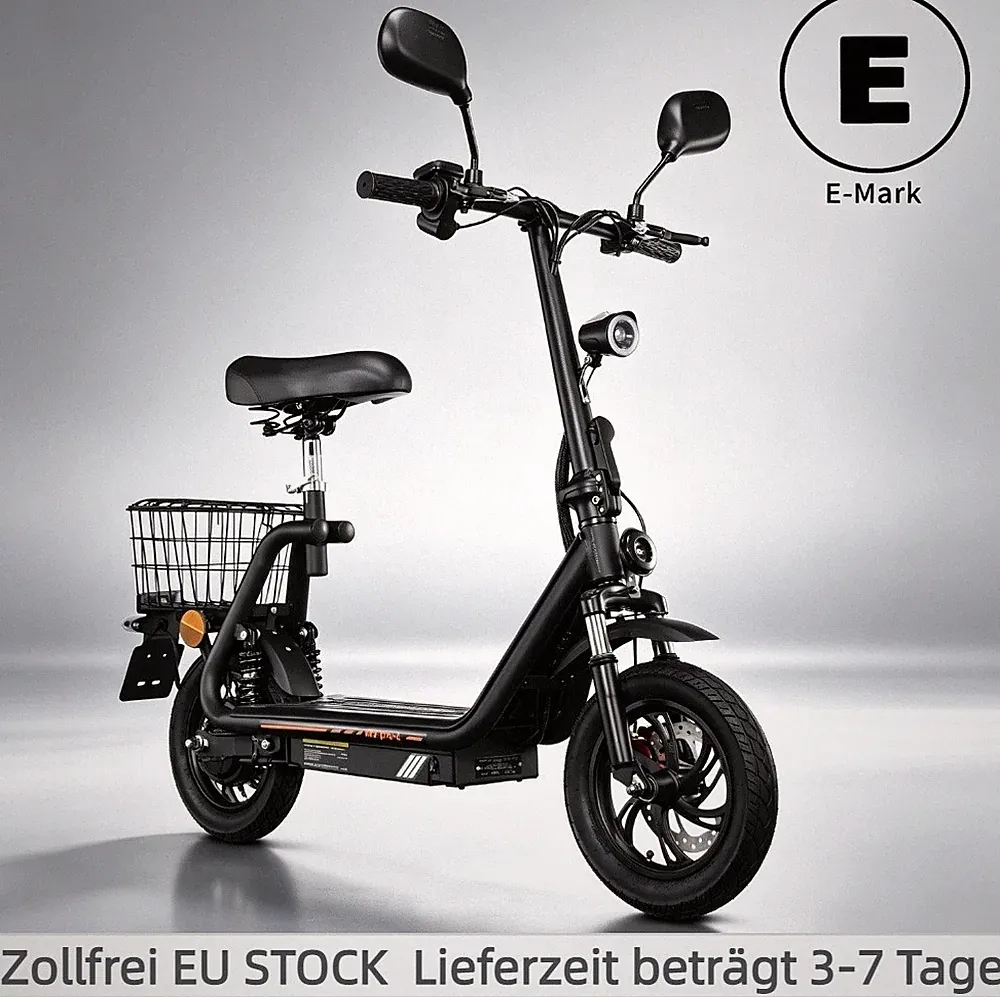 48V 13AH Mit Straßenzulassung&EEC Scooter mit Sitz TWOFISH 12 Zoll Elektroroller