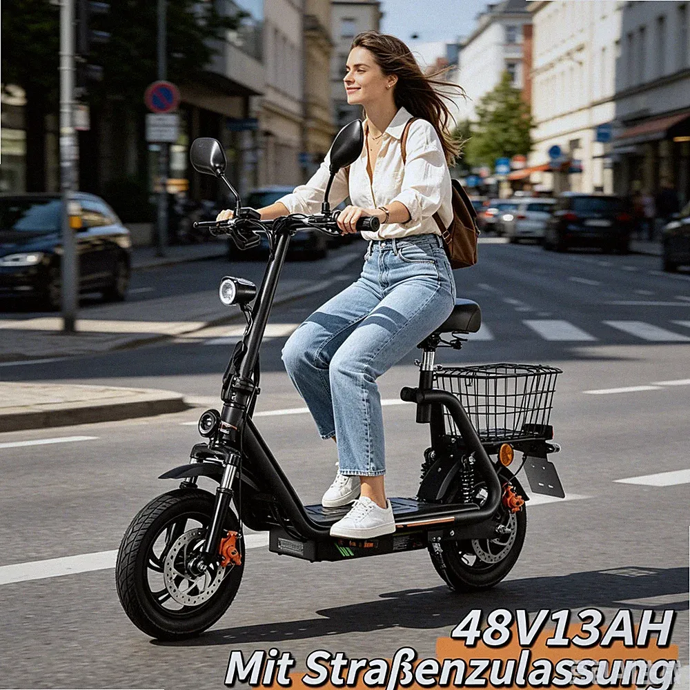 48V13AH Mit Straßenzulassung 12" Elektroroller mit Sitz E-Scooter TWOFISH M5PRO