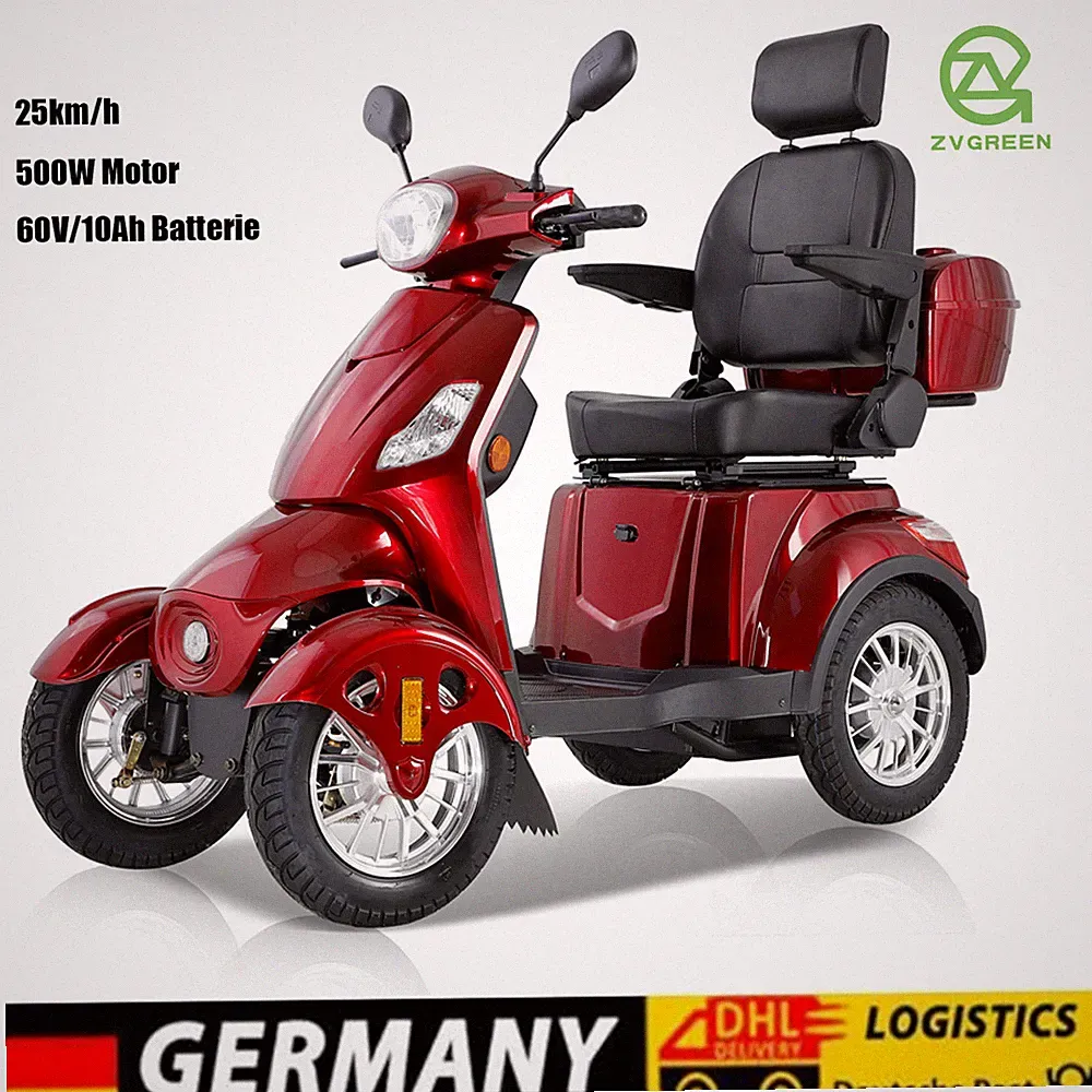 500W 4-Rad Roller Elektromobil Seniorenfahrzeug 60V 20Ah 25km/h 150kg Tragkraft