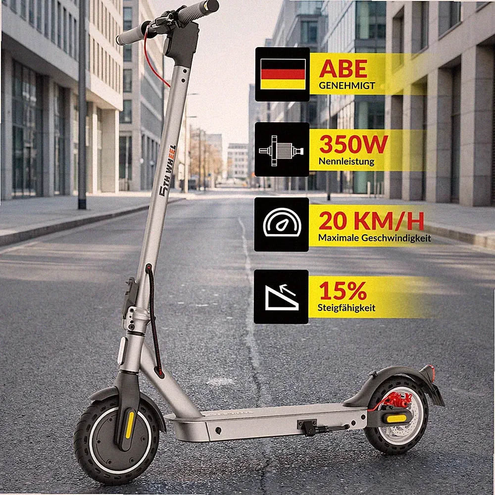 5TH WHEEL Elektroroller 350W 20KM/H E-Roller 8,5" E-Scooter mit Straßenzulassung