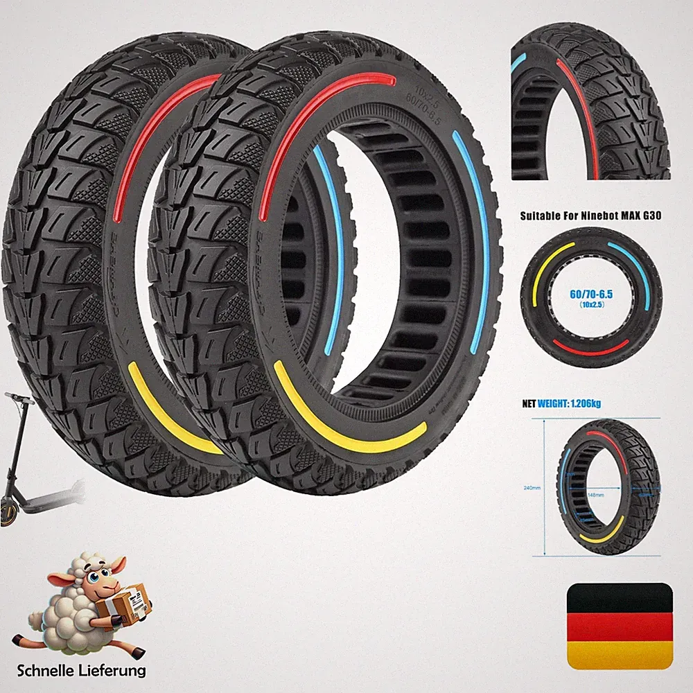 60/70-6,5 Vollgummireifen für Xiaomi & Ninebot - Pannensicher und Anti-Rutsch