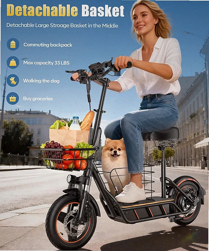 600W Elektroroller 36V/10Ah 14'' Off-road E-Scooter mit korb Freeboy H14 Roller