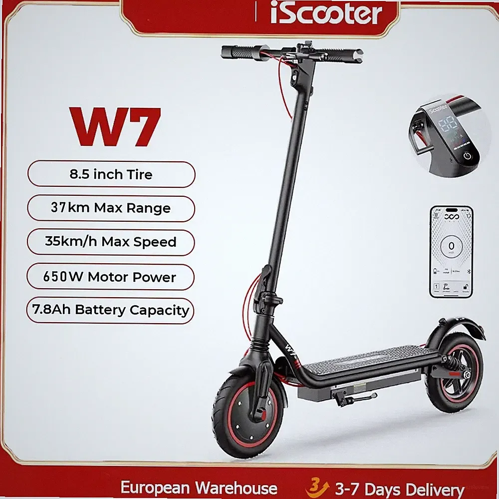 650W Elektroroller iScooter W7 E-Scooter 35km/h Faltbar Off-road 8.5'' E-Roller