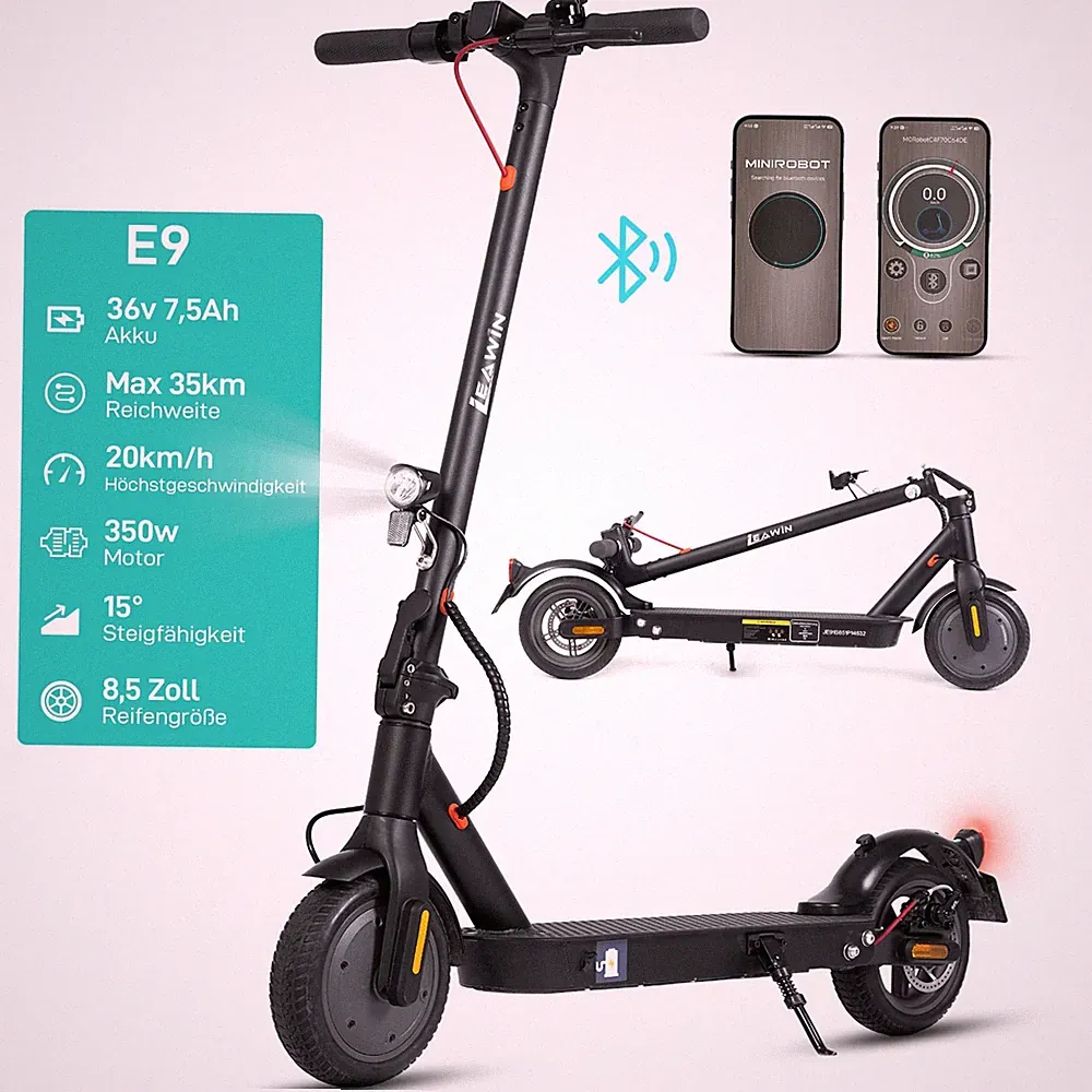8,5'' E-Scooter mit Straßenzulassung APP 350W 36V/7,5Ah Elektroroller mit ABE DE