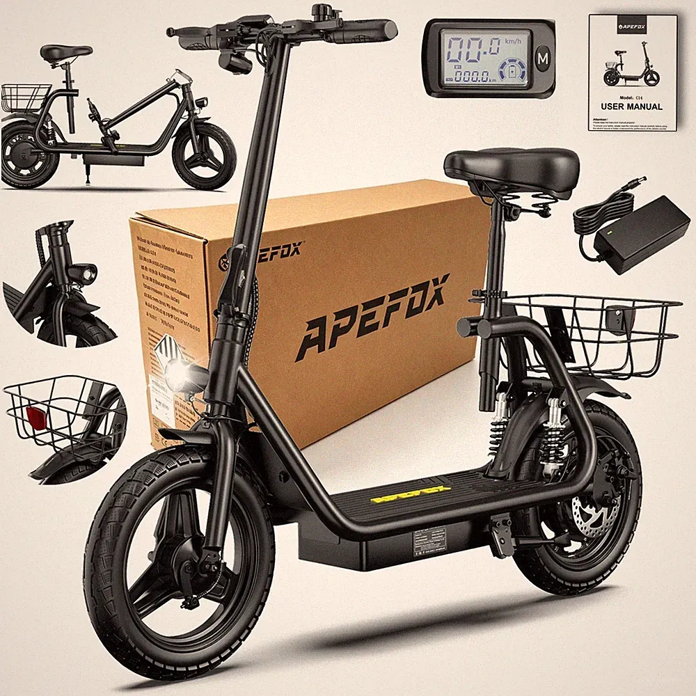 APEFOX C14 Elektroroller 900W 15AH E-Roller 40km/h 14" City E-Scooter mit Korb