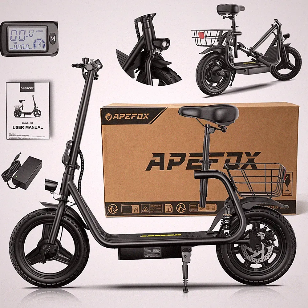 APEFOX Faltbarer Elektroroller 48V15Ah 14 Zoll Offroad E-Scooter für Erwachsen