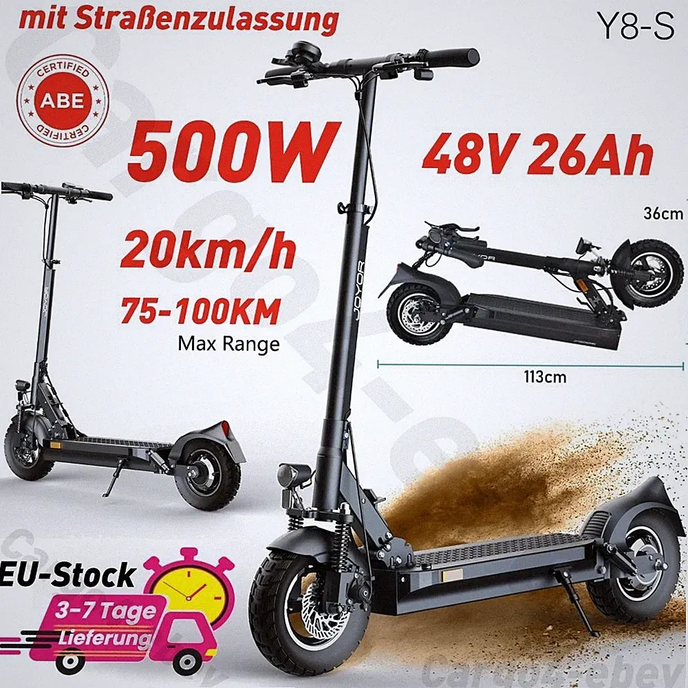 Bis 100km Klappbar Elektro-Scooter Elektroroller Mit Straßenzulassung 10" 26AH