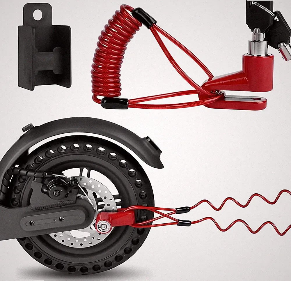 Bremsscheibenschloss für Elektro-Roller Stahldraht Diebstahlschutz Set mit