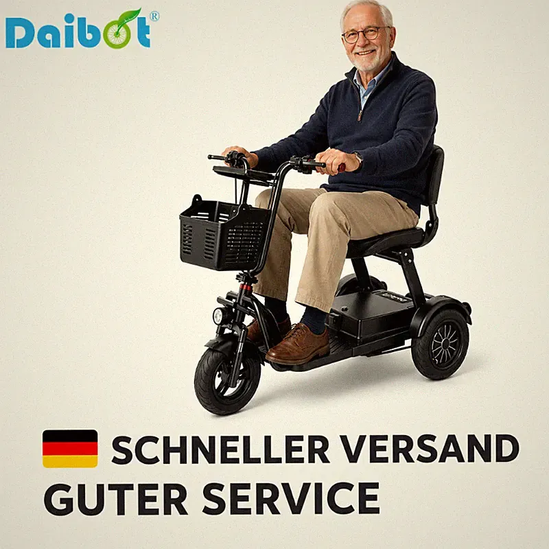 Daibot E-Dreirad 1000W klappbar, 3-Rad-Seniorenroller mit Mini-Format & Komfort