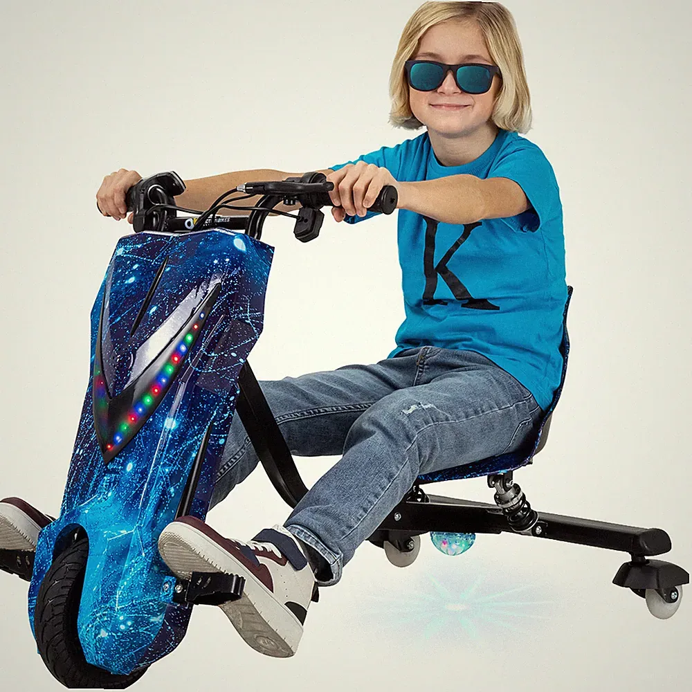 Drift Trike Roller Kinder Elektro Scooter LED Driftrollen 360° drosselbar 250W