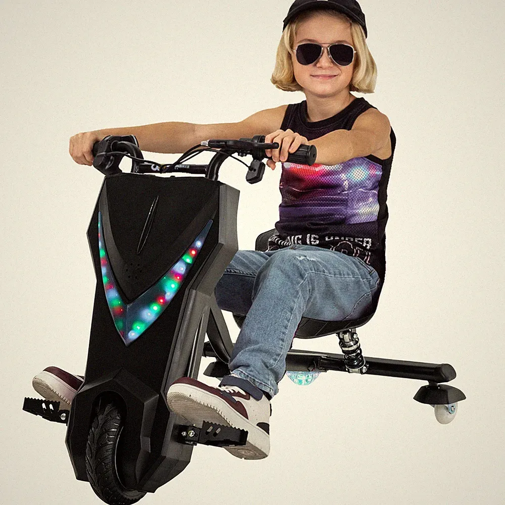 Drift Trike Roller Kinder Elektro Scooter LED Driftrollen 360° drosselbar 250W
